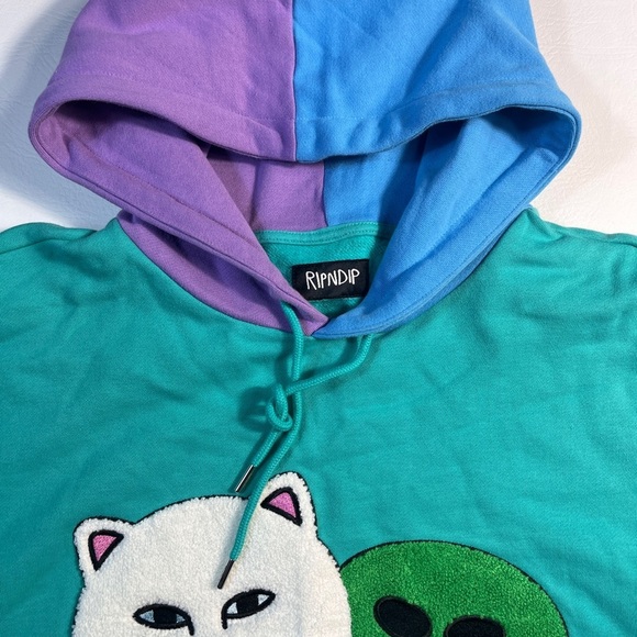 Ripndip Blue and Purple Hoodie with Cat and Alien sz L/XL - Picture 6 of 16